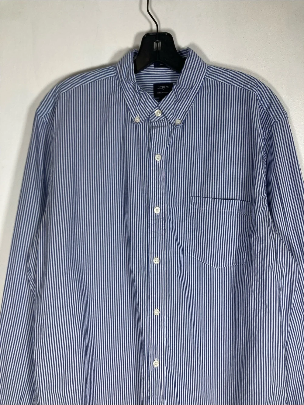 J.Crew Flex Washed Classic Fit Blue White Striped Shirt Men's Size M Office